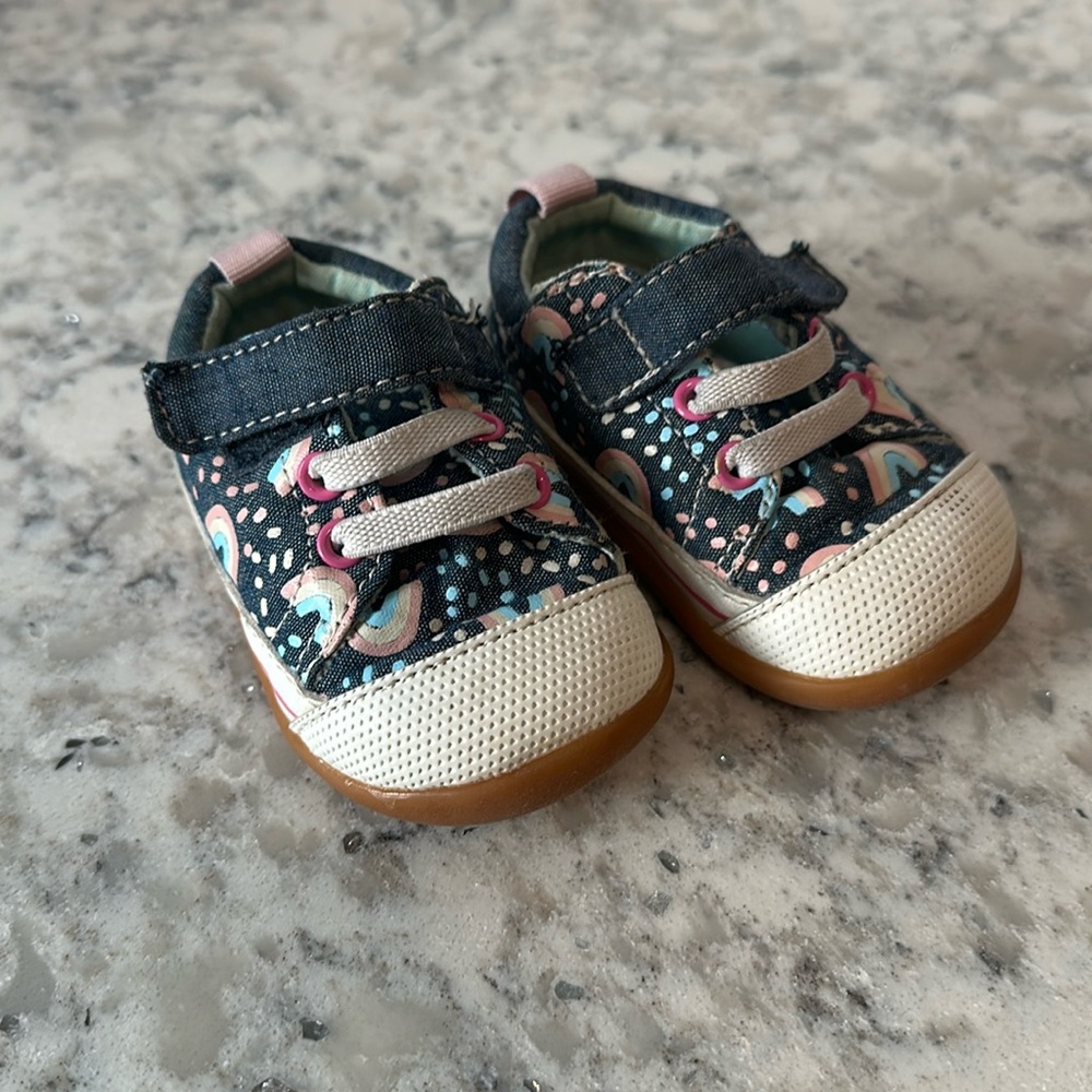 See Kai Run Stevie Rainbow and Denim Shoes Size 3